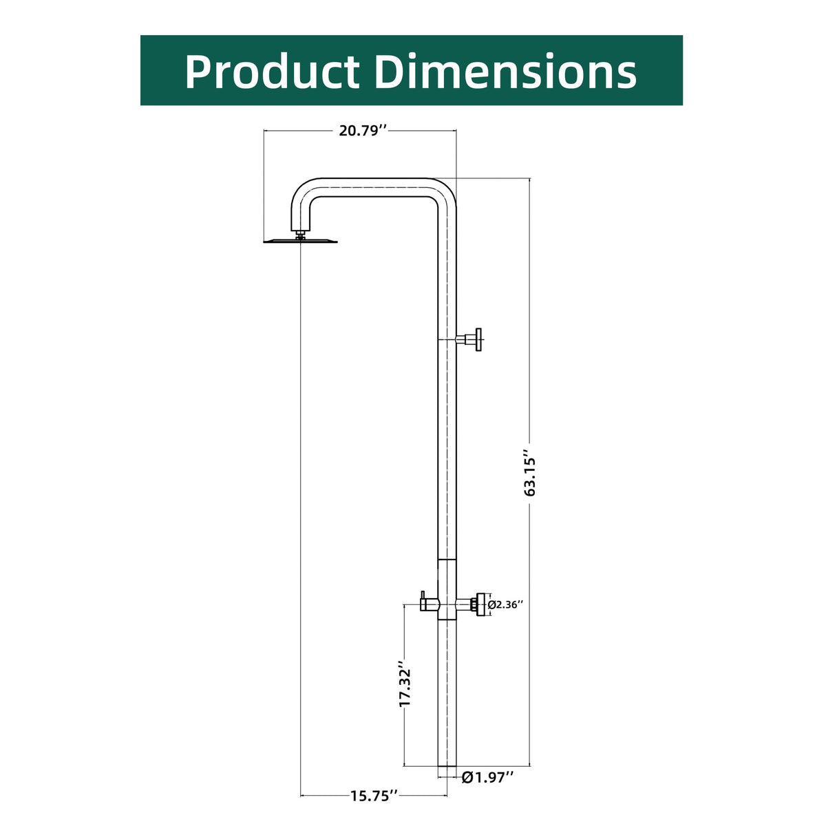 316 Stainless Steel Wall-Mounted Cold Water Outdoor Shower