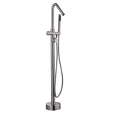 316 Stainless Steel Freestanding Thermostatic Tub Filler with Swivel Spout and Handheld Shower