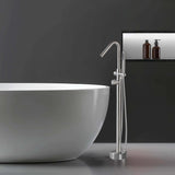 316 Stainless Steel Freestanding Thermostatic Tub Filler with Swivel Spout and Handheld Shower