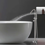 Brushed stainless freestanding thermostatic bathtub faucet