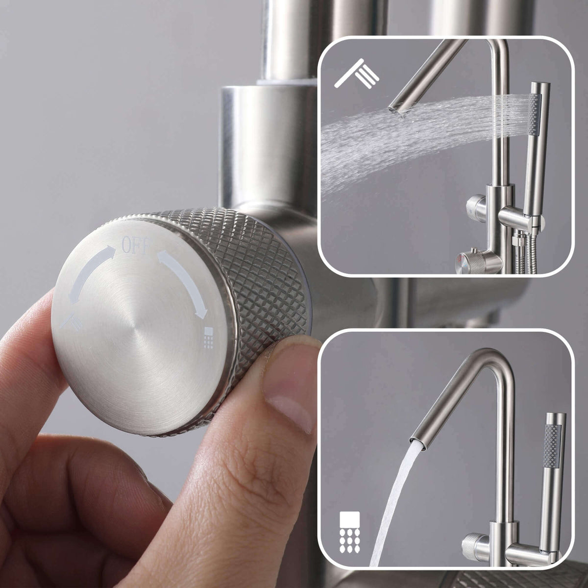 316 Stainless Steel Freestanding Thermostatic Tub Filler with Swivel Spout and Handheld Shower