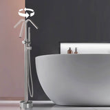 316 Stainless Steel Freestanding Thermostatic Tub Filler with Swivel Spout and Handheld Shower