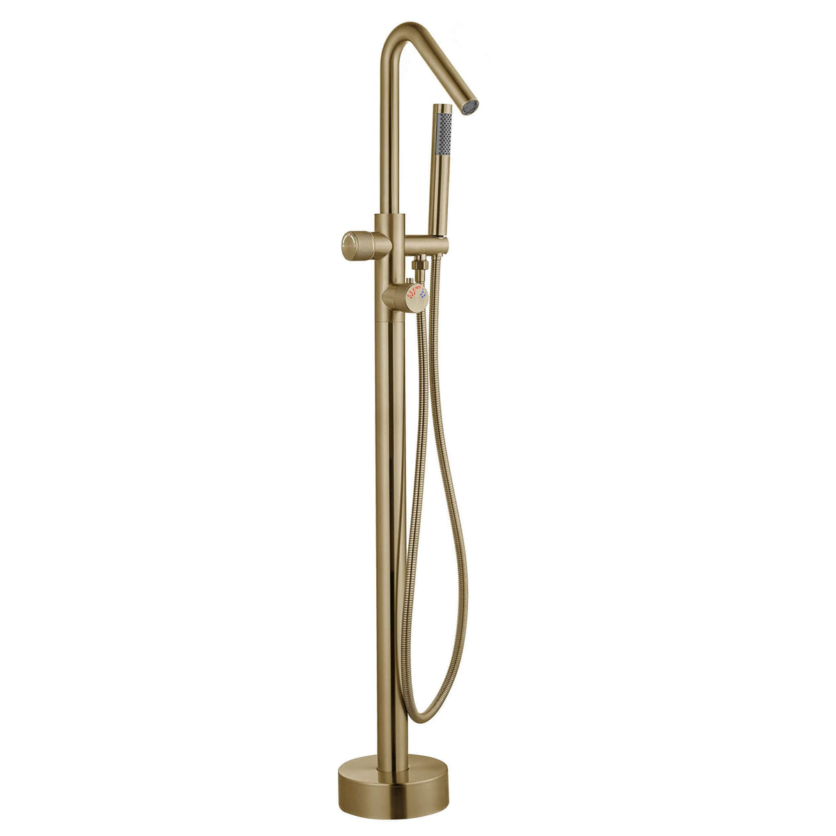 Brushed gold freestanding thermostatic bathtub faucet
