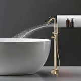 316 Stainless Steel Freestanding Thermostatic Tub Filler with Swivel Spout and Handheld Shower