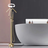 316 Stainless Steel Freestanding Thermostatic Tub Filler with Swivel Spout and Handheld Shower
