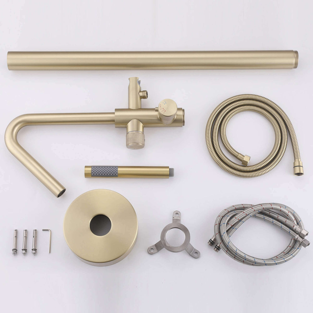 316 Stainless Steel Freestanding Thermostatic Tub Filler with Swivel Spout and Handheld Shower