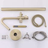 316 Stainless Steel Freestanding Thermostatic Tub Filler with Swivel Spout and Handheld Shower