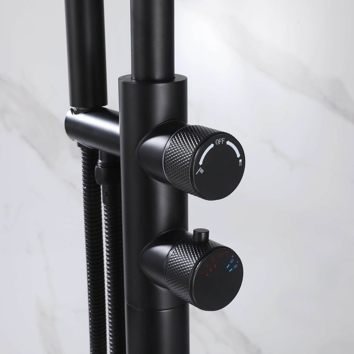 Floor-Mounted Thermostatic Bathtub Faucet Dual-Function with Handheld Shower 316 Stainless Steel