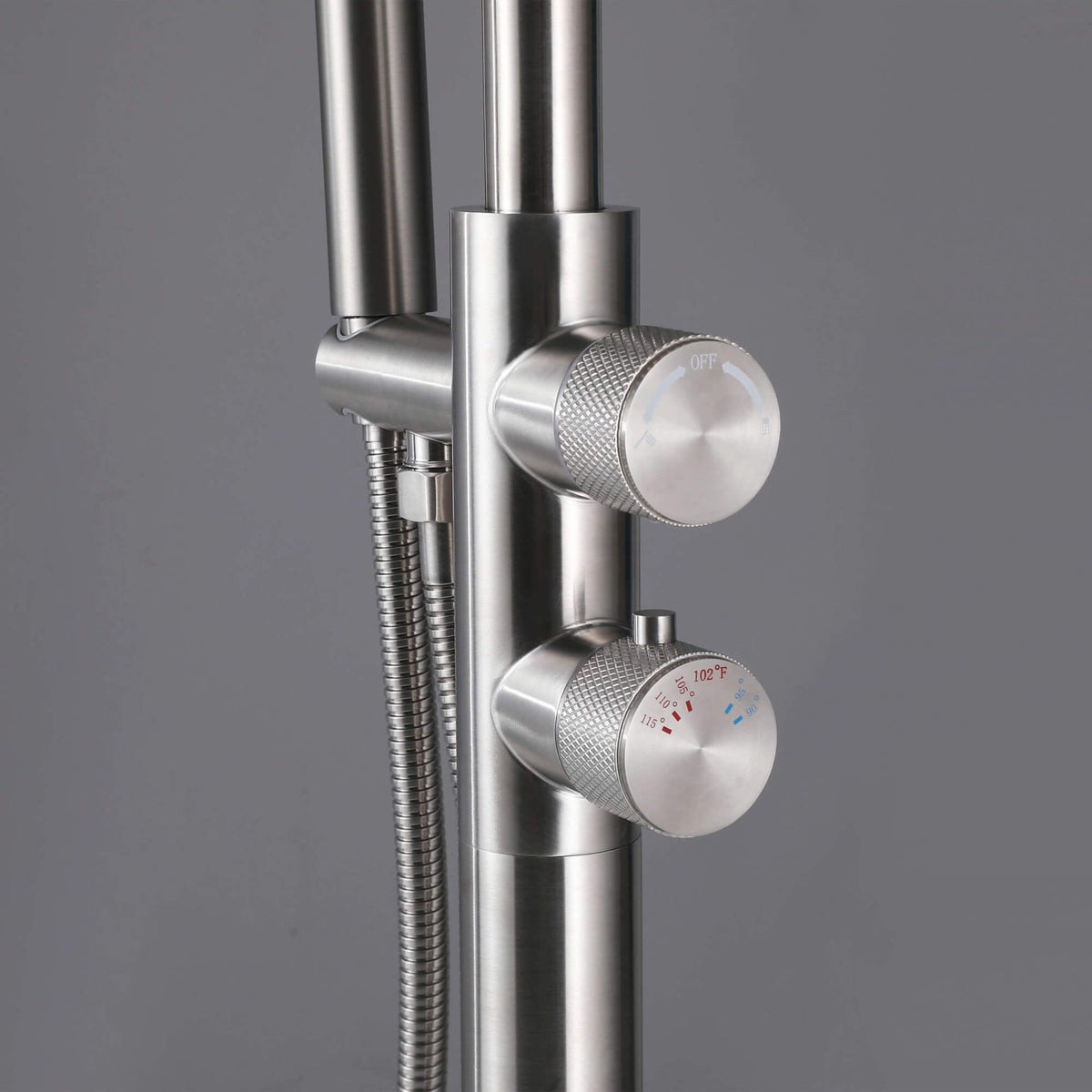 Floor-Mounted Thermostatic Bathtub Faucet Dual-Function with Handheld Shower 316 Stainless Steel