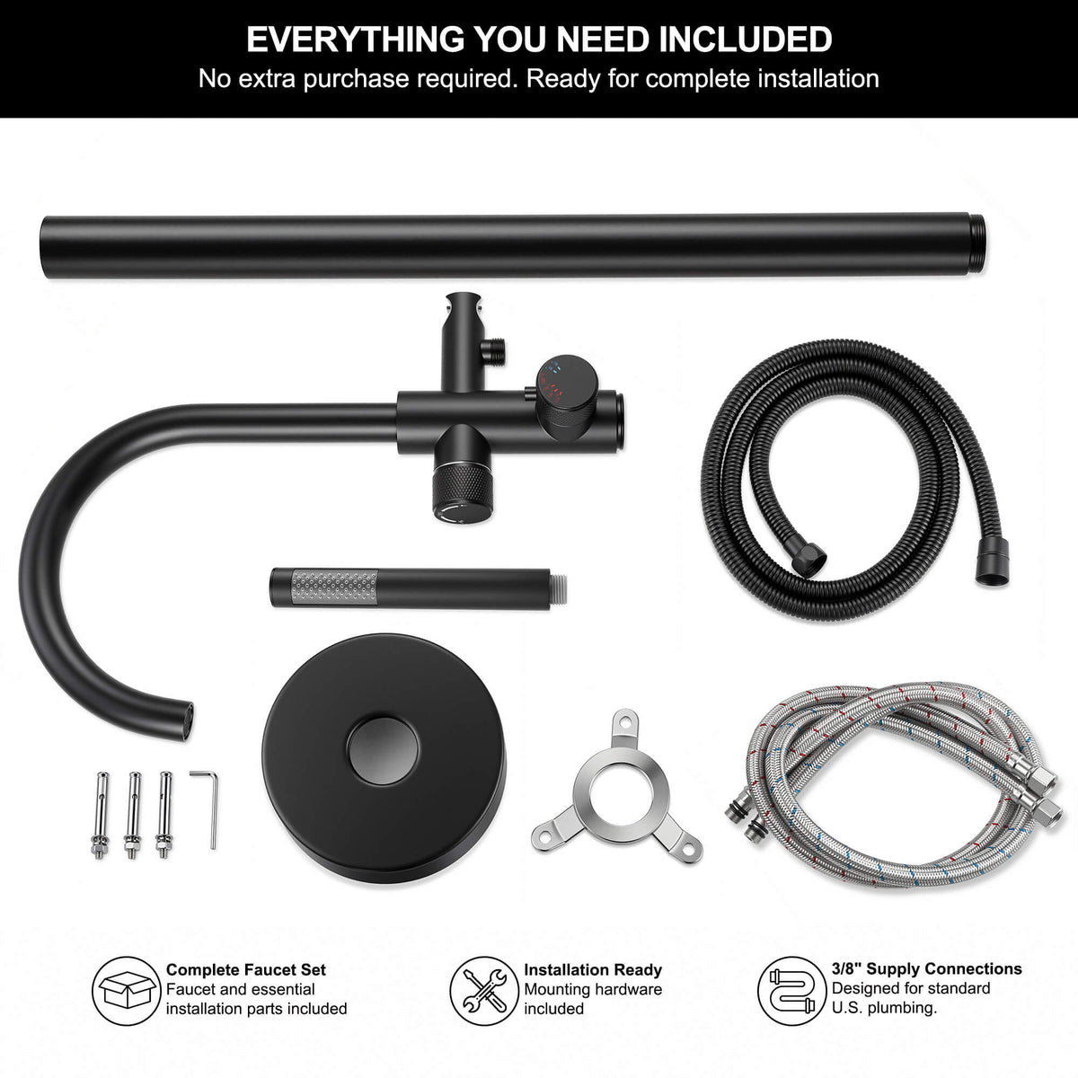 316 Stainless Steel Thermostatic Freestanding Tub Faucet with Handheld Shower