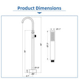 316 Stainless Steel Freestanding Outdoor Bathtub Faucet with Thermostatic Temperature Control and Handheld Shower