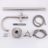 316 Stainless Steel Freestanding Outdoor Bathtub Faucet with Thermostatic Temperature Control and Handheld Shower