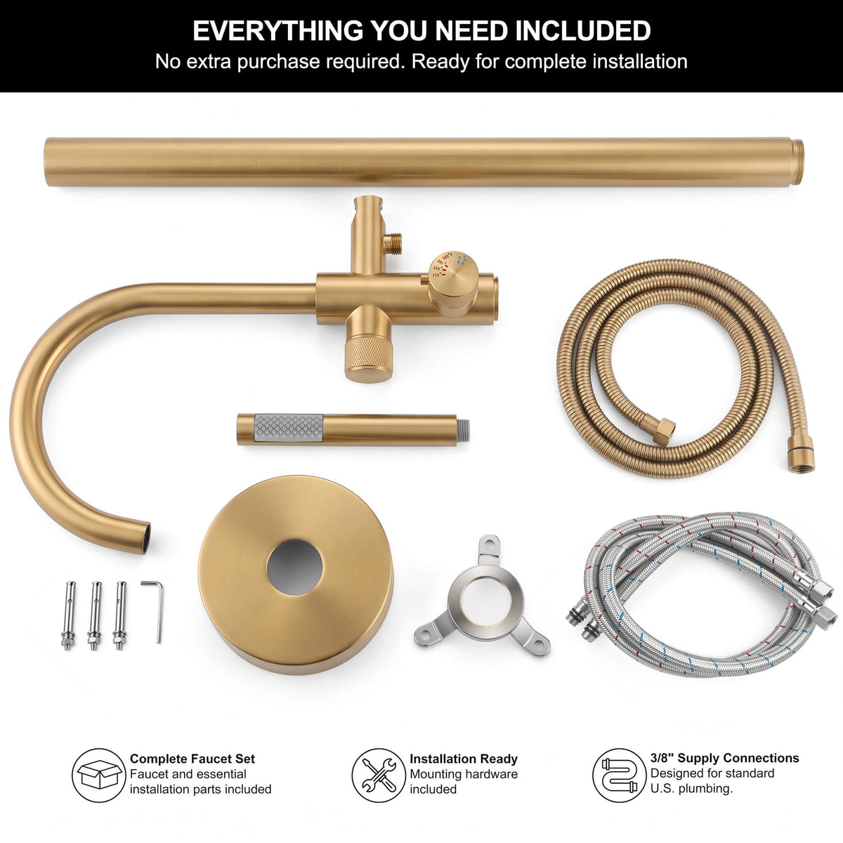 316 Stainless Steel Thermostatic Freestanding Tub Faucet with Handheld Shower