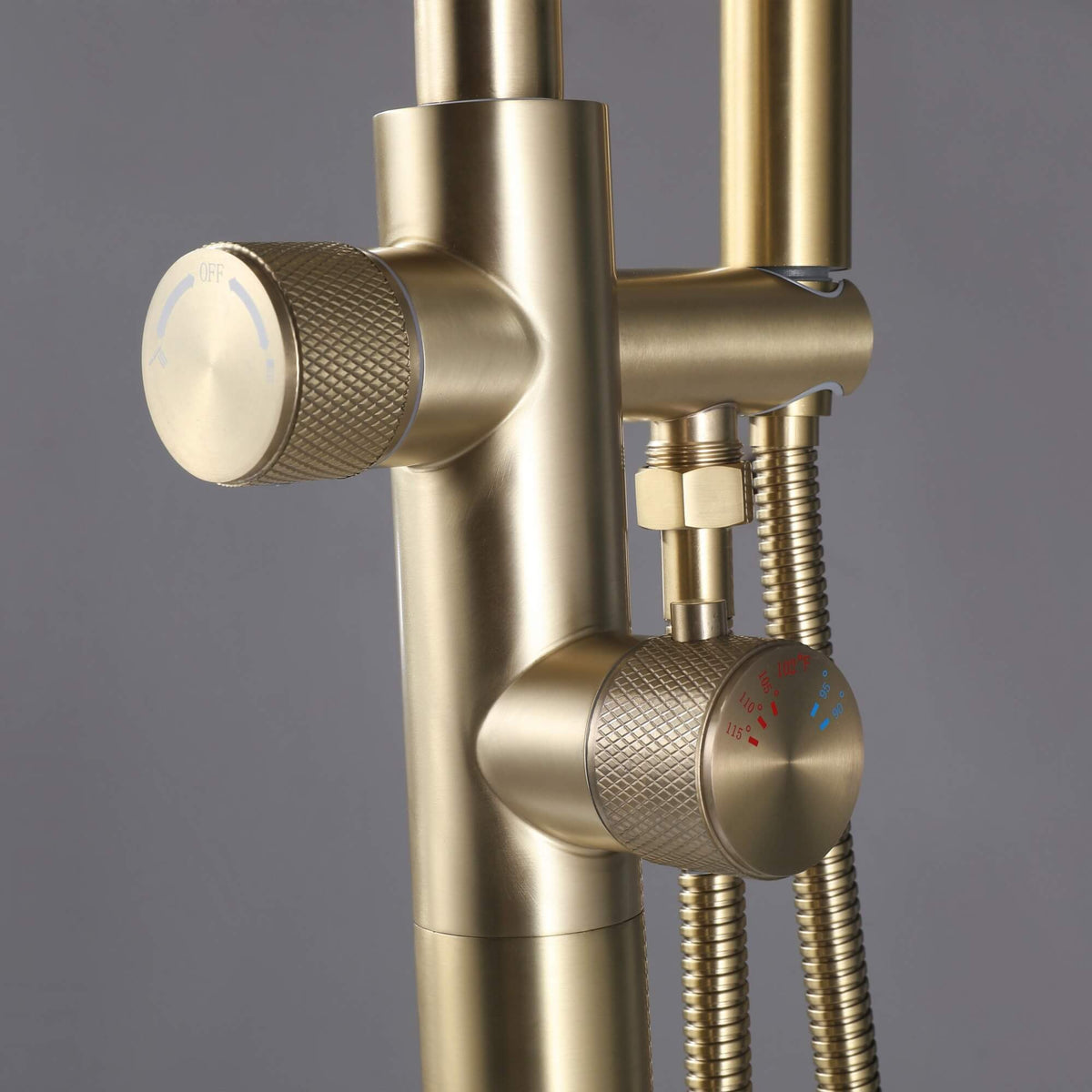 316 Stainless Steel Thermostatic Freestanding Tub Faucet with Handheld Shower