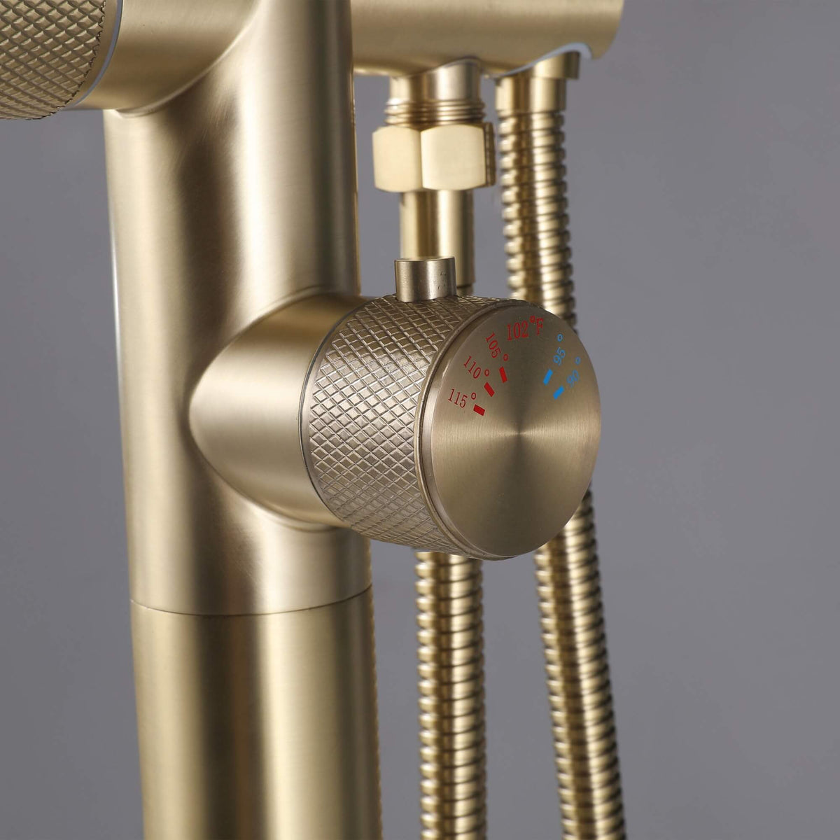 316 Stainless Steel Thermostatic Freestanding Tub Faucet with Handheld Shower