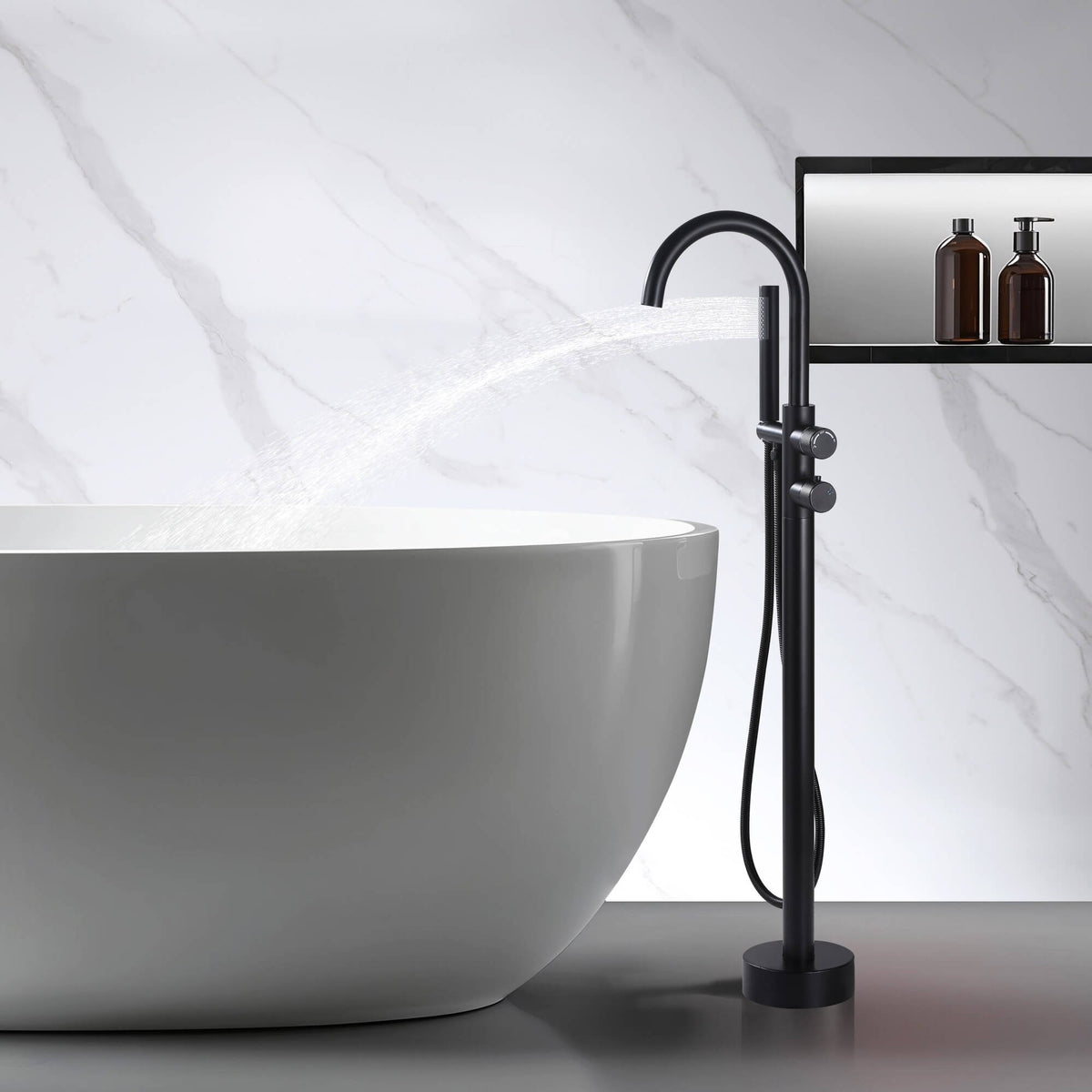 Thermostatic Bathtub Faucet with Hand Shower 316 Stainless Steel Freestanding Tub Filler