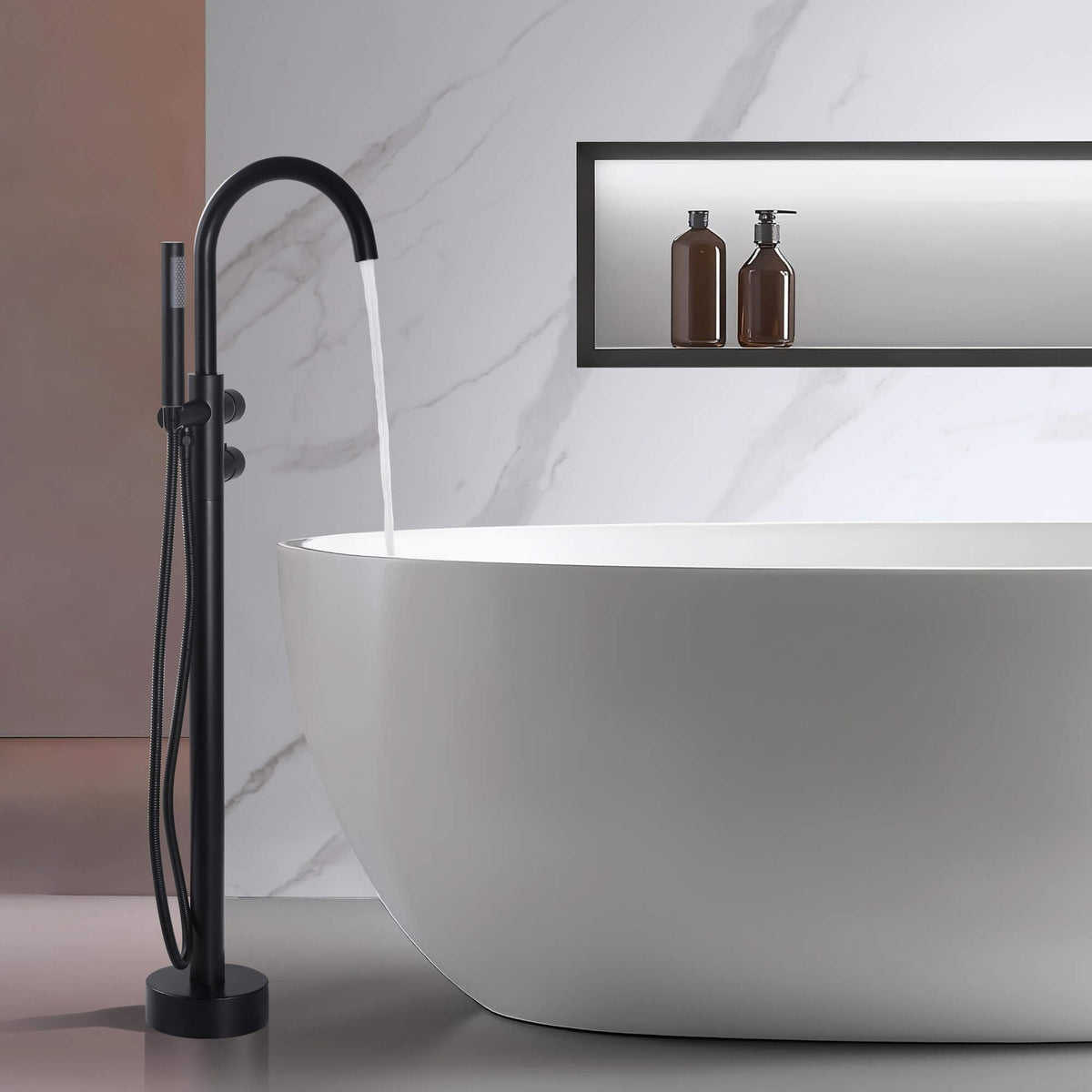 Thermostatic Bathtub Faucet with Hand Shower 316 Stainless Steel Freestanding Tub Filler