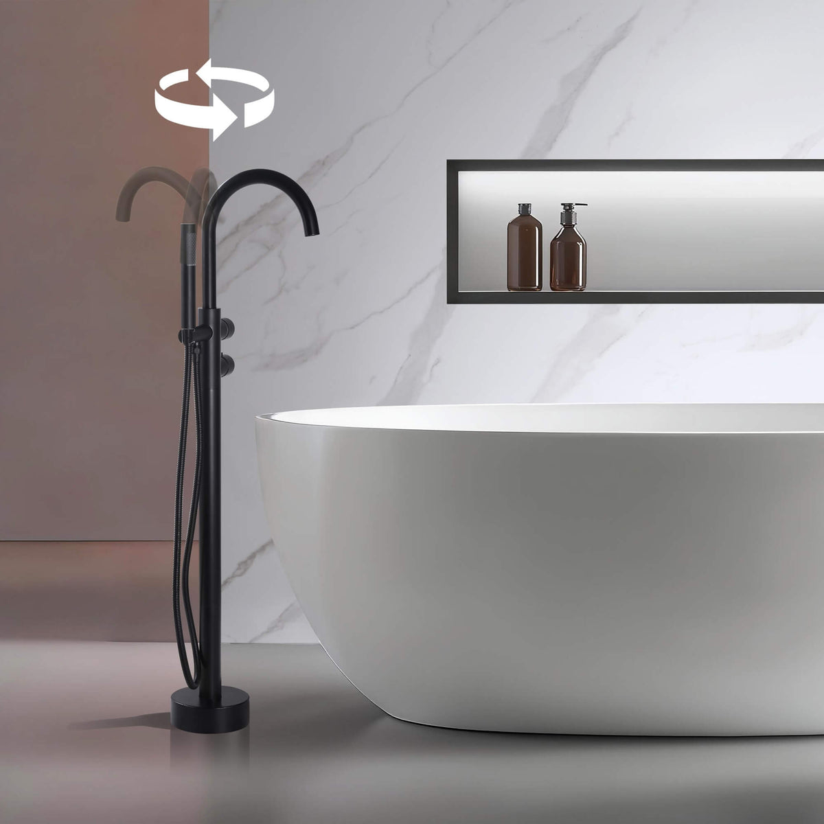 Thermostatic Bathtub Faucet with Hand Shower 316 Stainless Steel Freestanding Tub Filler