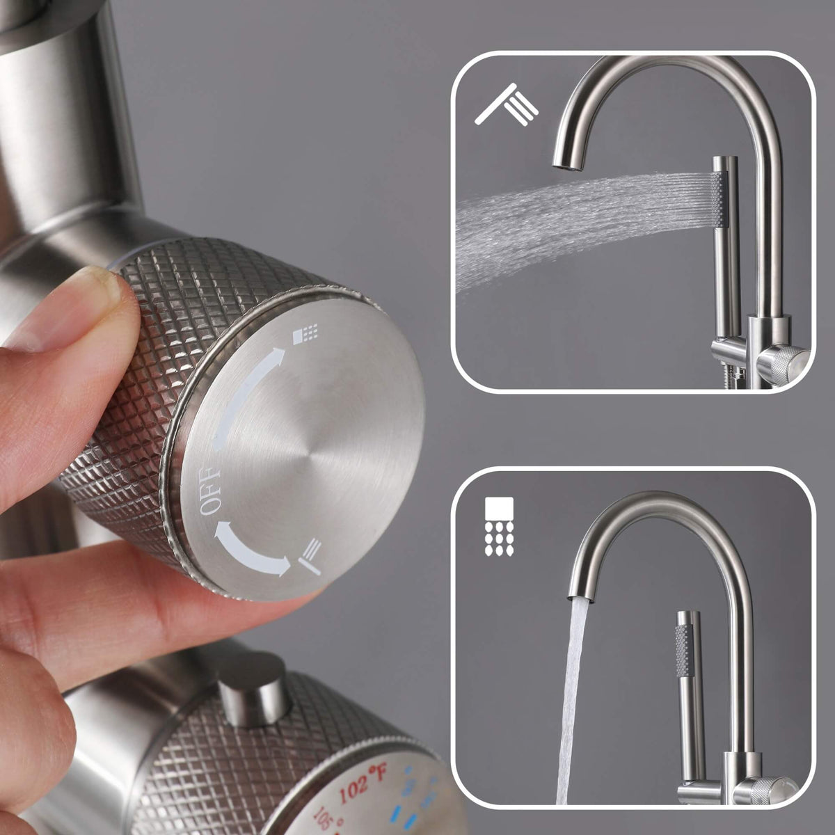 Thermostatic Bathtub Faucet with Hand Shower 316 Stainless Steel Freestanding Tub Filler