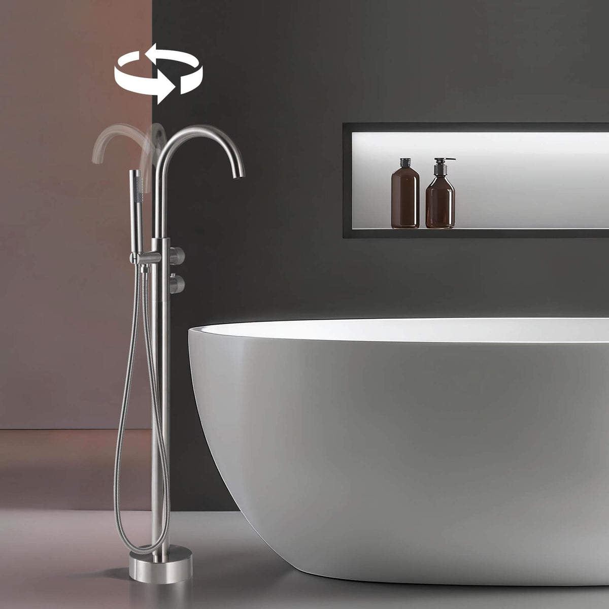 Thermostatic Bathtub Faucet with Hand Shower 316 Stainless Steel Freestanding Tub Filler