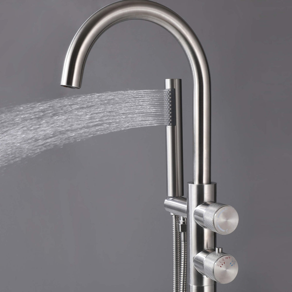 Thermostatic Bathtub Faucet with Hand Shower 316 Stainless Steel Freestanding Tub Filler