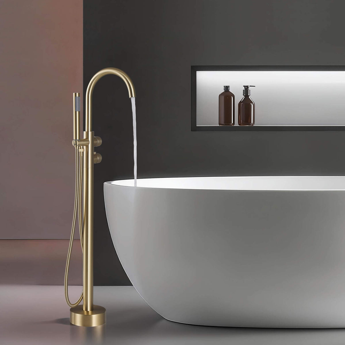 Thermostatic Bathtub Faucet with Hand Shower 316 Stainless Steel Freestanding Tub Filler