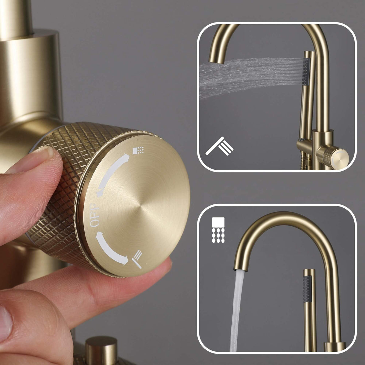 Thermostatic Bathtub Faucet with Hand Shower 316 Stainless Steel Freestanding Tub Filler