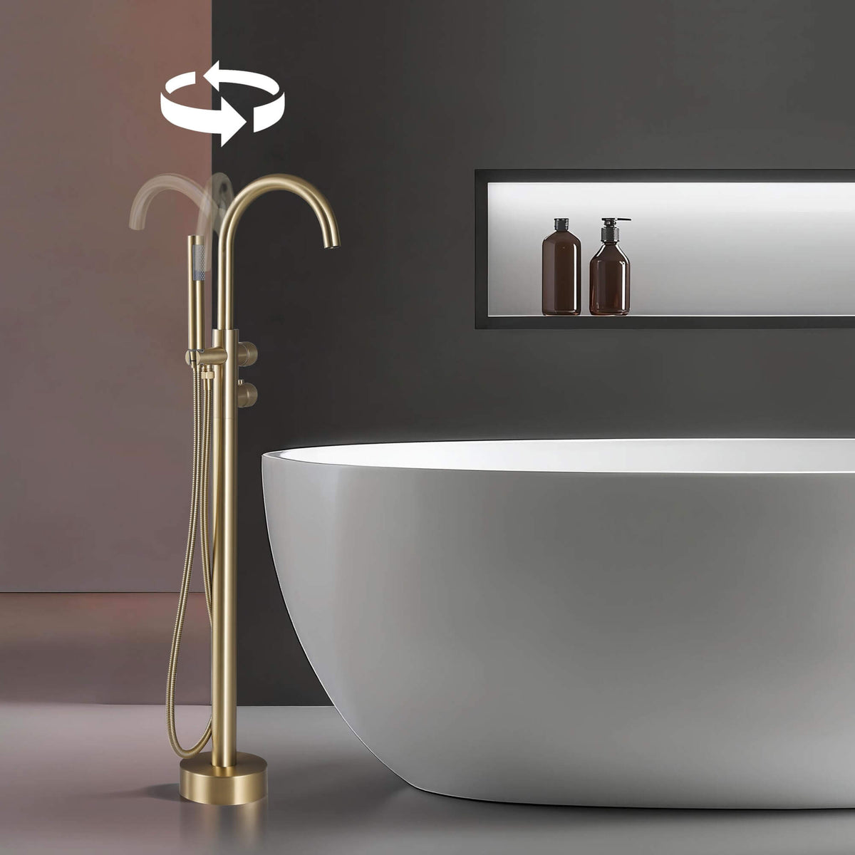 Thermostatic Bathtub Faucet with Hand Shower 316 Stainless Steel Freestanding Tub Filler