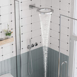 Luxury Rainfall Shower System Ring Shower Head Waterfall Mode Handheld Shower 3 Function Wall Mounted Concealed Shower Set