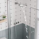 Luxury Rainfall Shower System Ring Shower Head Waterfall Mode Handheld Shower 3 Function Wall Mounted Concealed Shower Set