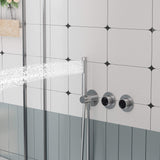 Luxury Rainfall Shower System Ring Shower Head Waterfall Mode Handheld Shower 3 Function Wall Mounted Concealed Shower Set