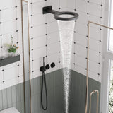 Luxury Rainfall Shower System Ring Shower Head Waterfall Mode Handheld Shower 3 Function Wall Mounted Concealed Shower Set