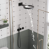 Luxury Rainfall Shower System Ring Shower Head Waterfall Mode Handheld Shower 3 Function Wall Mounted Concealed Shower Set
