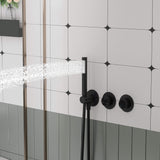 Luxury Rainfall Shower System Ring Shower Head Waterfall Mode Handheld Shower 3 Function Wall Mounted Concealed Shower Set