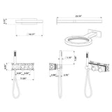 Luxury Rainfall Shower System Ring Shower Head Waterfall Mode Handheld Shower 3 Function Wall Mounted Concealed Shower Set