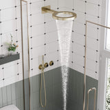 Luxury Rainfall Shower System Ring Shower Head Waterfall Mode Handheld Shower 3 Function Wall Mounted Concealed Shower Set