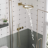 Luxury Rainfall Shower System Ring Shower Head Waterfall Mode Handheld Shower 3 Function Wall Mounted Concealed Shower Set