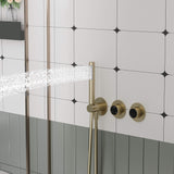 Luxury Rainfall Shower System Ring Shower Head Waterfall Mode Handheld Shower 3 Function Wall Mounted Concealed Shower Set