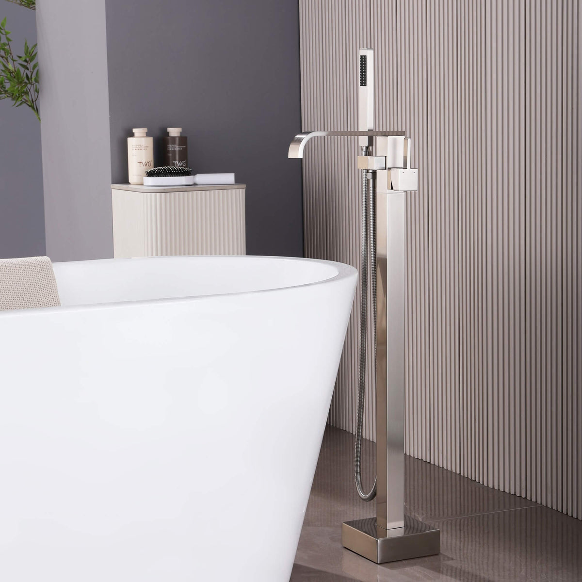Freestanding Bathtub Faucet 304 Stainless Steel Tub Filler with Handheld Shower