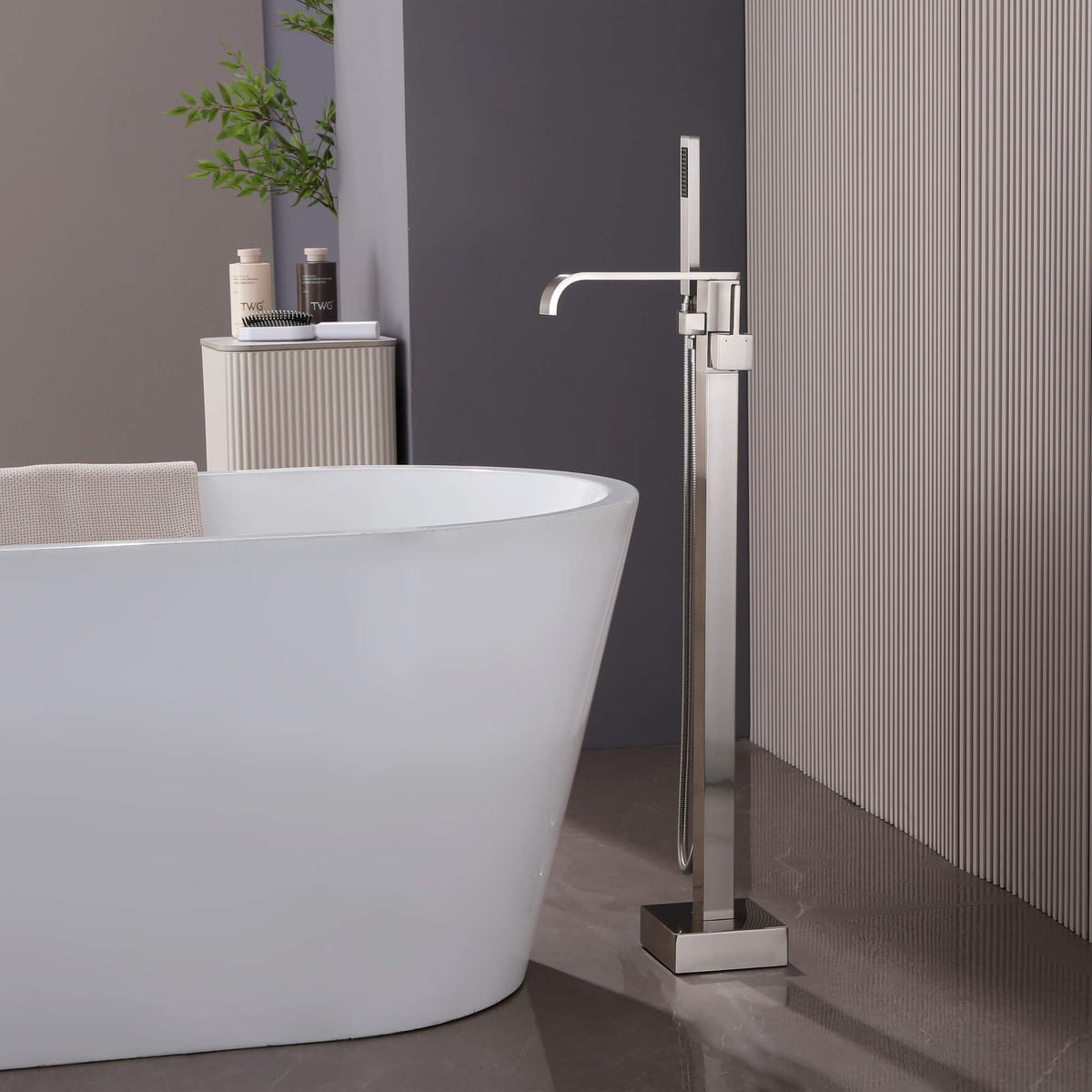 Freestanding Bathtub Faucet 304 Stainless Steel Tub Filler with Handheld Shower
