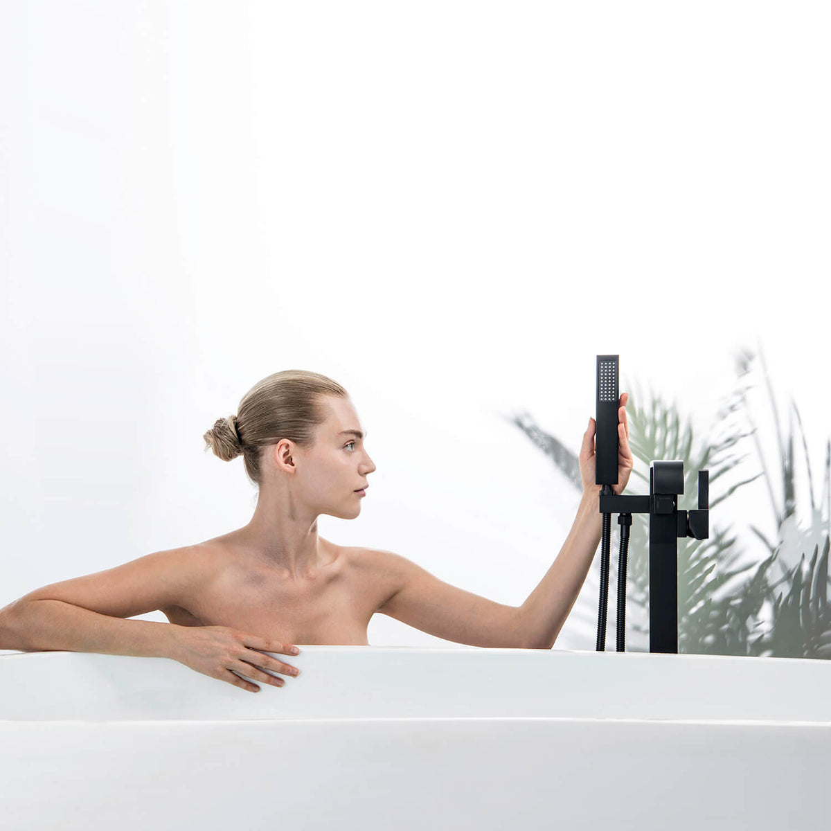 Freestanding Bathtub Faucet 304 Stainless Steel Tub Filler with Handheld Shower