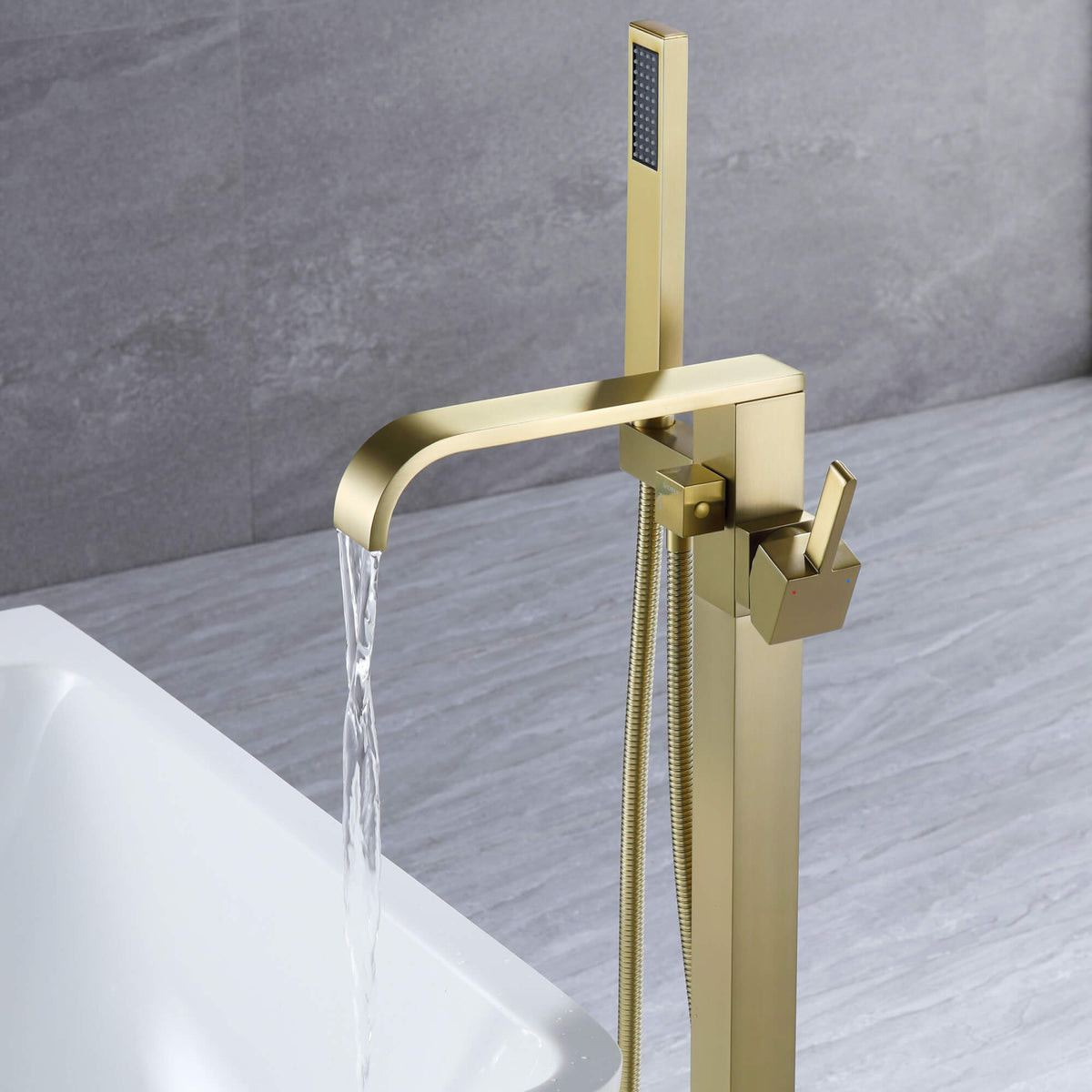 Freestanding Bathtub Faucet 304 Stainless Steel Tub Filler with Handheld Shower