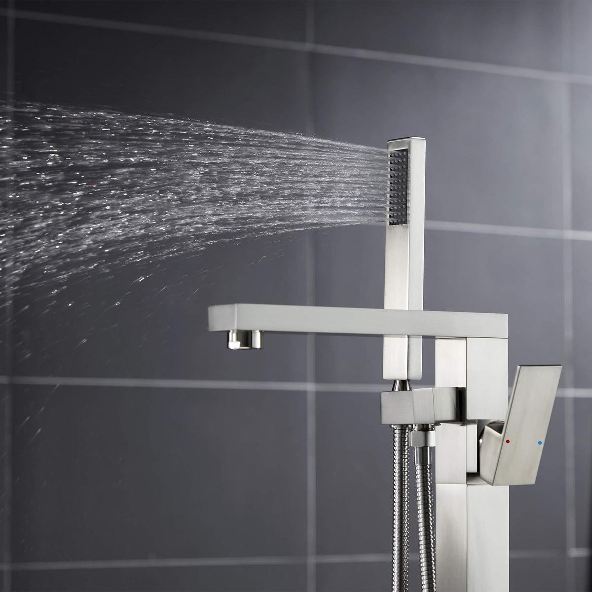 Freestanding Tub Filler 304 Stainless Steel Floor-Mounted Bathtub Faucet