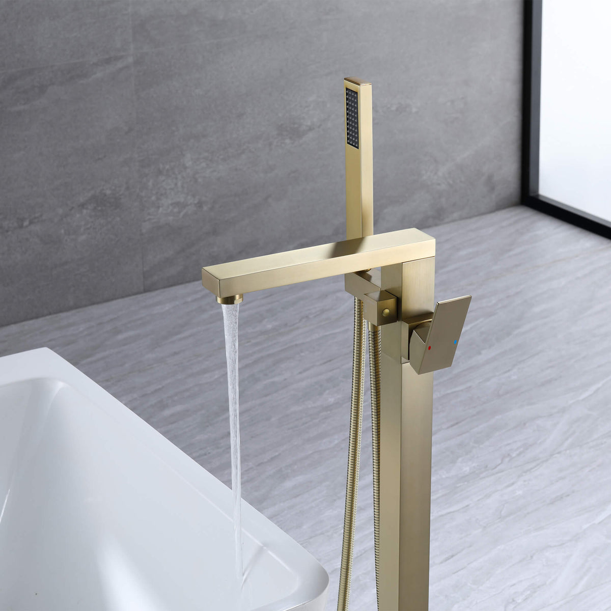 Freestanding Tub Filler 304 Stainless Steel Floor-Mounted Bathtub Faucet
