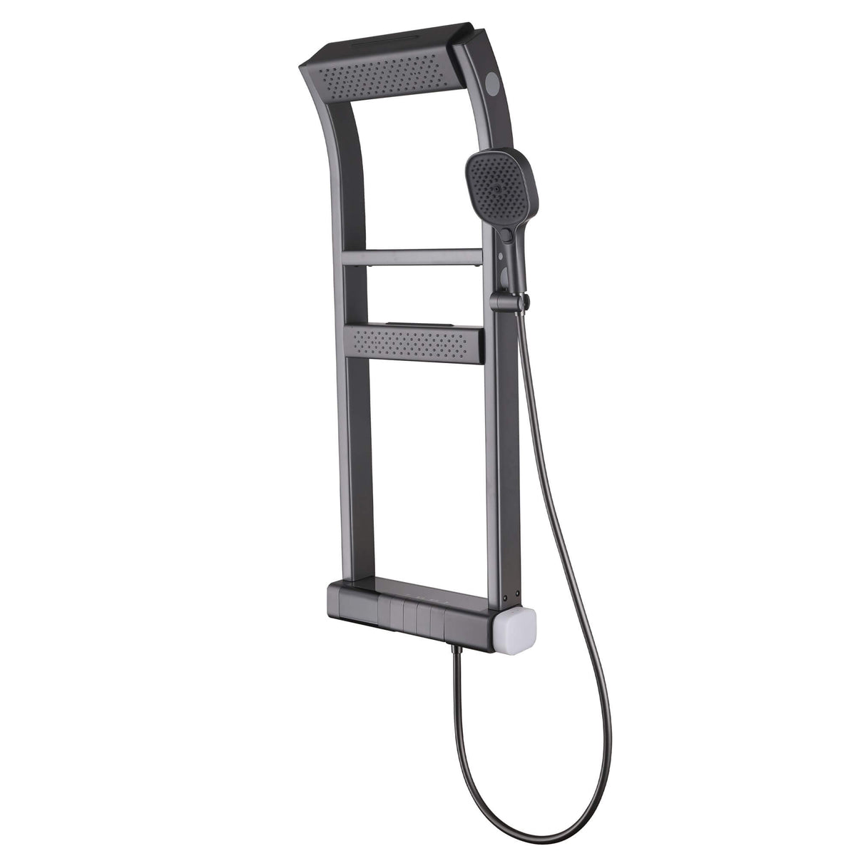 Thermostatic Shower System with 4 Water Modes Handheld Showerhead LED Display and Dual Storage Shelf
