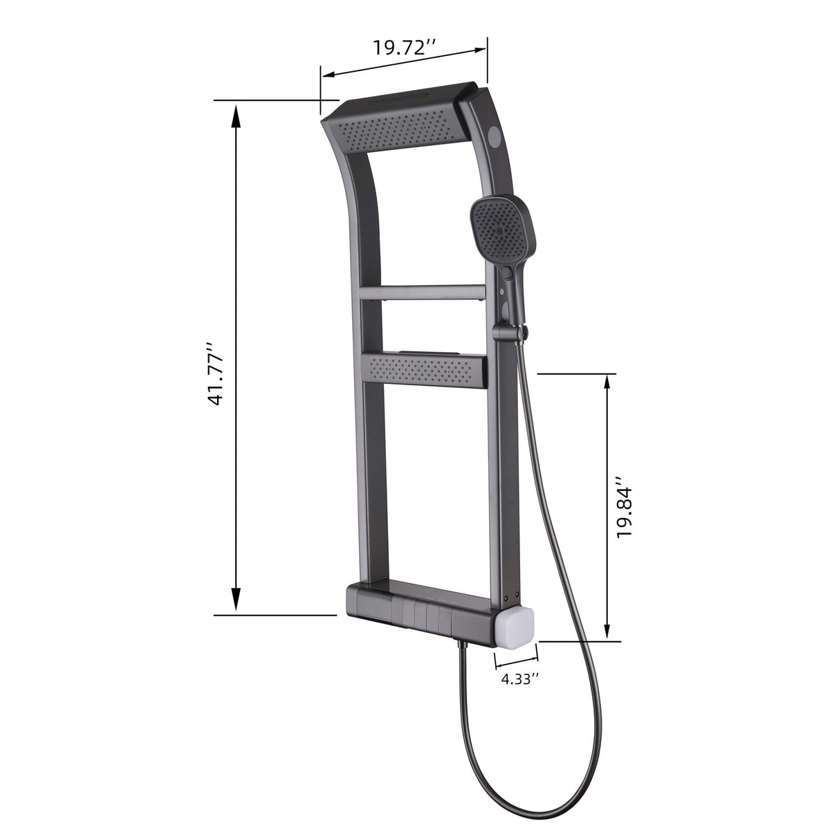 Thermostatic Shower System with 4 Water Modes Handheld Showerhead LED Display and Dual Storage Shelf