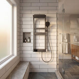 Thermostatic Shower System with 4 Water Modes Handheld Showerhead LED Display and Dual Storage Shelf