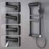Thermostatic Shower System with 4 Water Modes Handheld Showerhead LED Display and Dual Storage Shelf