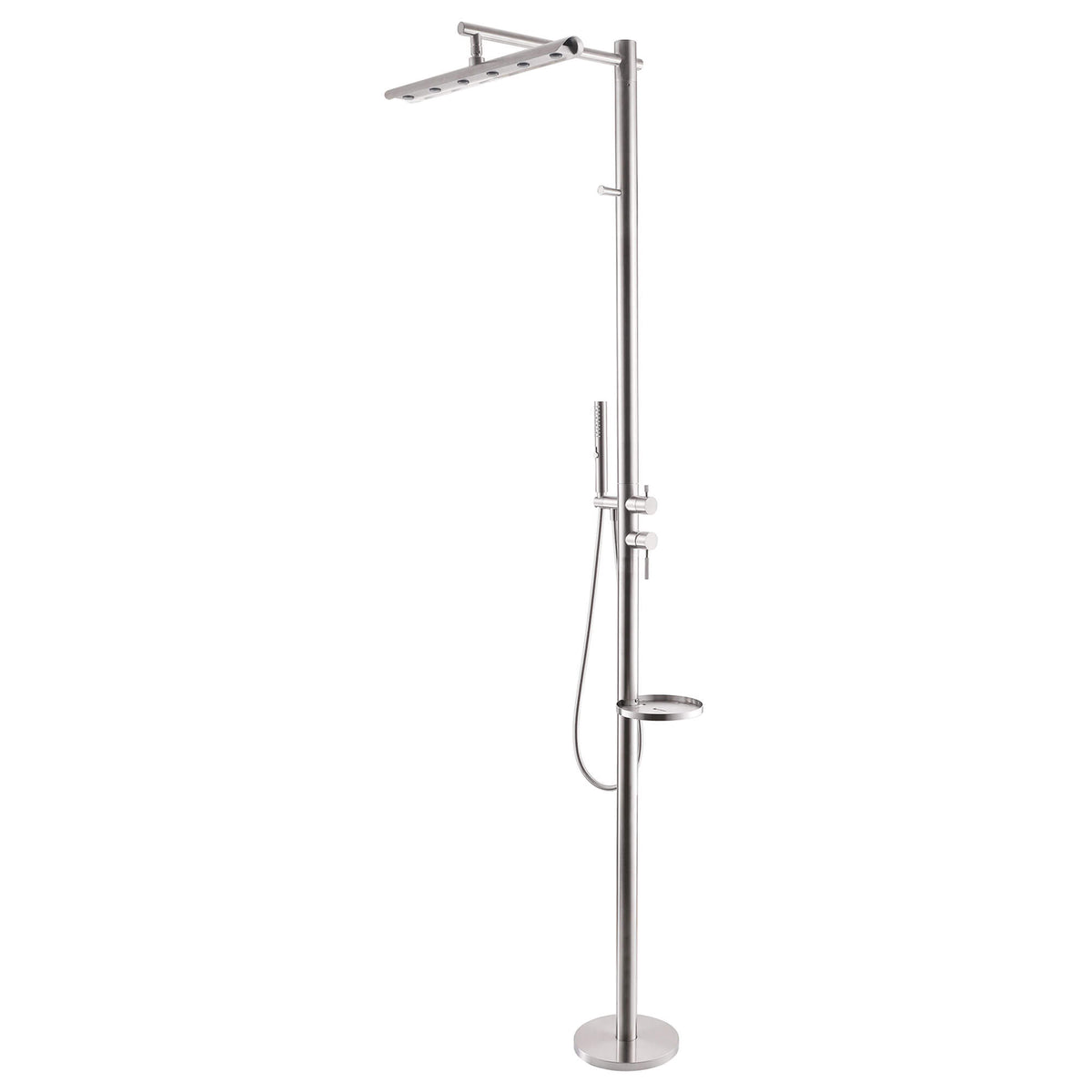 Freestanding 304 Stainless Steel Outdoor Shower with Extra-Wide Rainfall Head for Two-Person Use