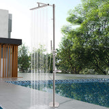 Freestanding 304 Stainless Steel Outdoor Shower with Extra-Wide Rainfall Head for Two-Person Use